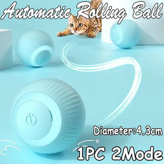 Automatic Cat Toy – LED Rolling Rechargeable Feather Teaser for Indoor Cats