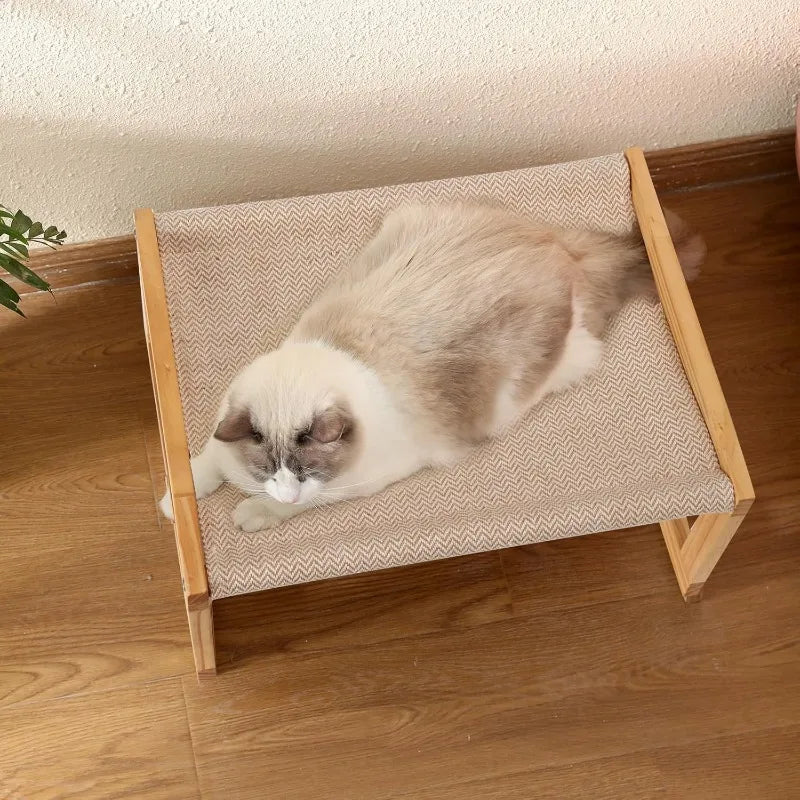 Dog Bed, Large Breathable Cat Bed, Wooden Cat Hammock for Outdoor, 21 X 16.5 Inch Elevated Pet Furniture Suitable for Kitty