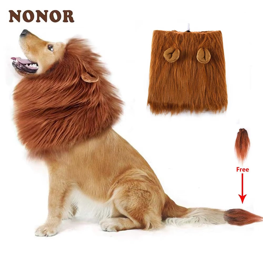 Cute Pet Dog Cosplay Clothes Costume Lion Mane Winter Warm Pet for Large Dogs Party Decoration with Ear Pet Accessories