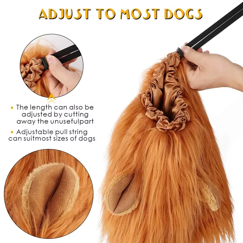 Cute Pet Dog Cosplay Clothes Costume Lion Mane Winter Warm Pet for Large Dogs Party Decoration with Ear Pet Accessories