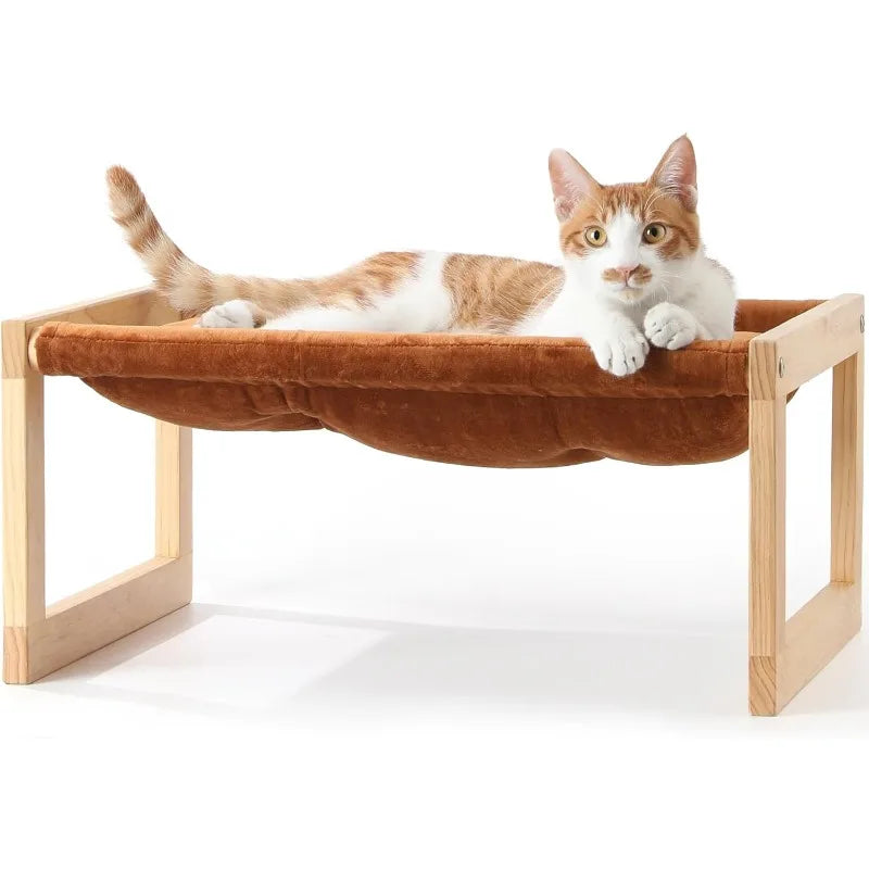 Dog Bed, Large Breathable Cat Bed, Wooden Cat Hammock for Outdoor, 21 X 16.5 Inch Elevated Pet Furniture Suitable for Kitty