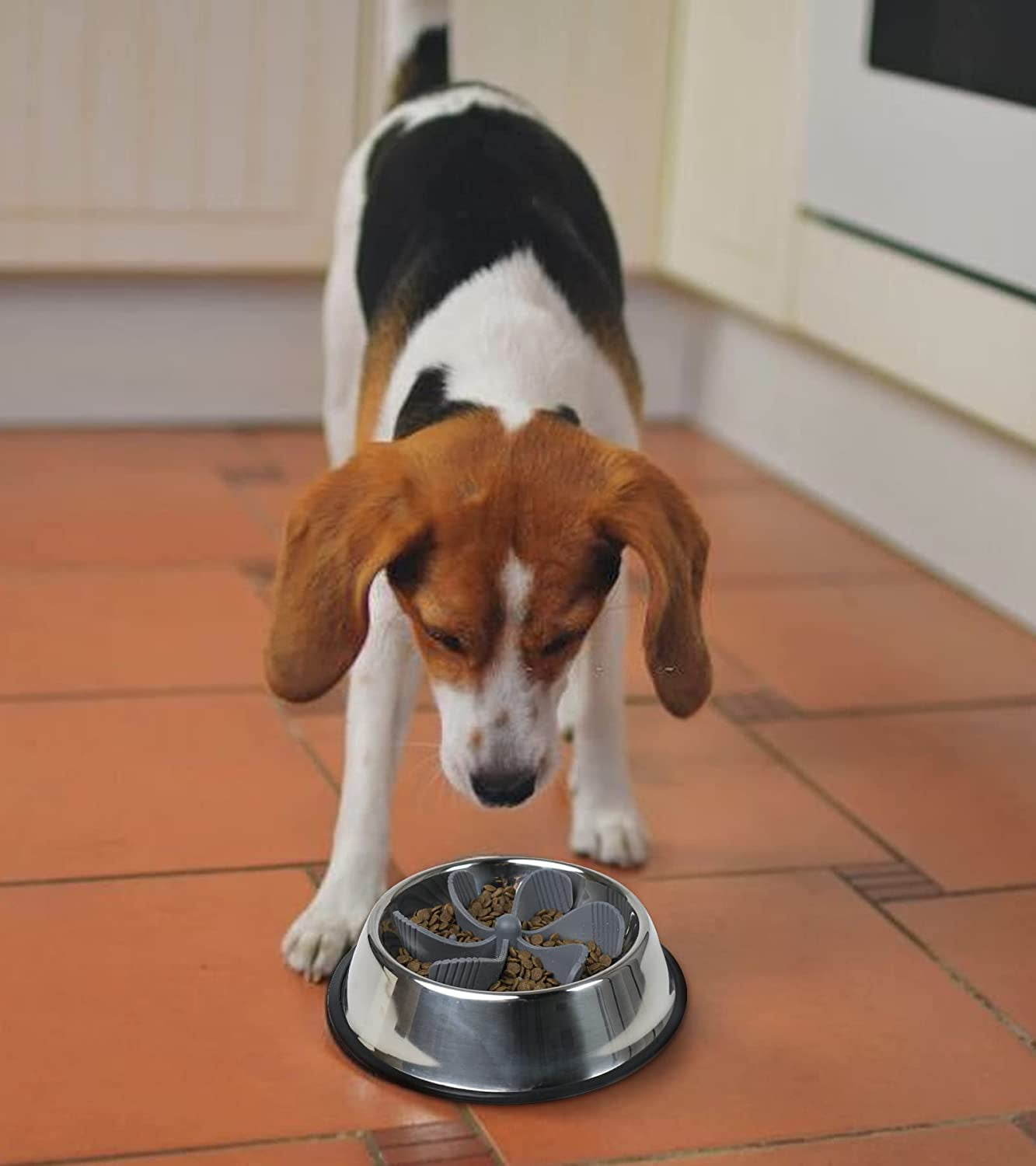 Slow Feeder Dog Bowls Insert, Cuttable Dog Slow Feeder with Suctions, Slow Eating Feeder Insert for Large Small Breed, Medium Size Dogs, Anti-Gulping Cat Slow Feeder Grey