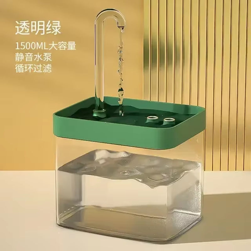 1.5L Ultra-Quiet Cat Water Fountain Filter Smart Automatic Pet Dog Water Dispenser&Burnout Prevention Pump Recirculate Filtrin