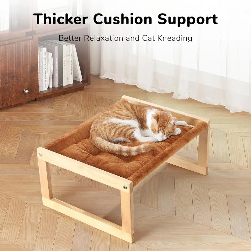 Dog Bed, Large Breathable Cat Bed, Wooden Cat Hammock for Outdoor, 21 X 16.5 Inch Elevated Pet Furniture Suitable for Kitty