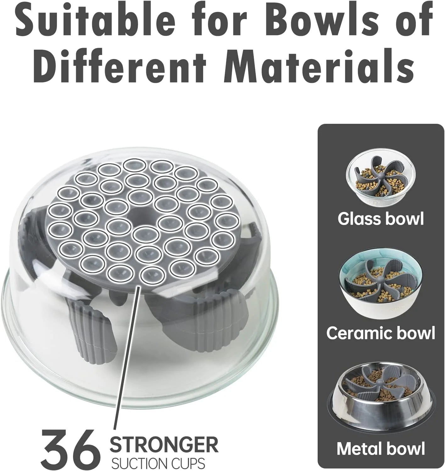 Slow Feeder Dog Bowls Insert, Cuttable Dog Slow Feeder with Suctions, Slow Eating Feeder Insert for Large Small Breed, Medium Size Dogs, Anti-Gulping Cat Slow Feeder Grey