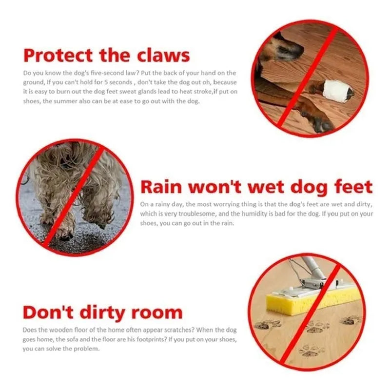 4Pcs/Set Pet Accessories Pet Supplies Pet Dog Shoes Waterproof Booties Rubber Shoes Socks Boots