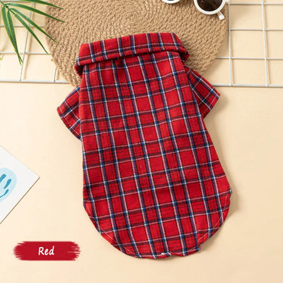 Plaid Dog Shirt Puppy Clothes for Small Dogs Cats Boy Girl Kitten Soft Pet T-Shirt Holiday Outfit Polo Shirt for All Seasons