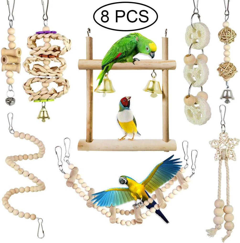 Combination Bird Toys Set Swing