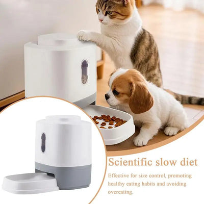 1.5L Press Automatic Cat Feeder with Bowl Dog Food Dispenser Slow Feeding Bowl Interactive Enrichment Toy for Small Medium Puppy