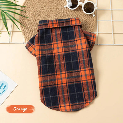 Plaid Dog Shirt Puppy Clothes for Small Dogs Cats Boy Girl Kitten Soft Pet T-Shirt Holiday Outfit Polo Shirt for All Seasons