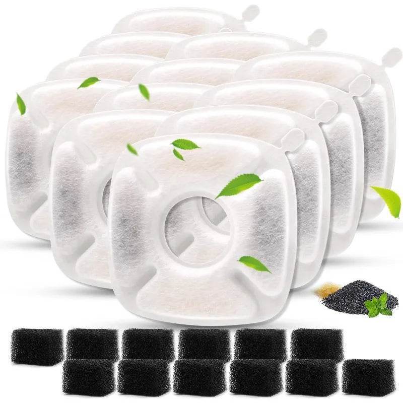 24/32Pcs Pet Fountain Filters Replacement Compatible 95Oz/2.8L Dog Water Fountain, Cat Water Fountain Filters (12+12) - thunderthump