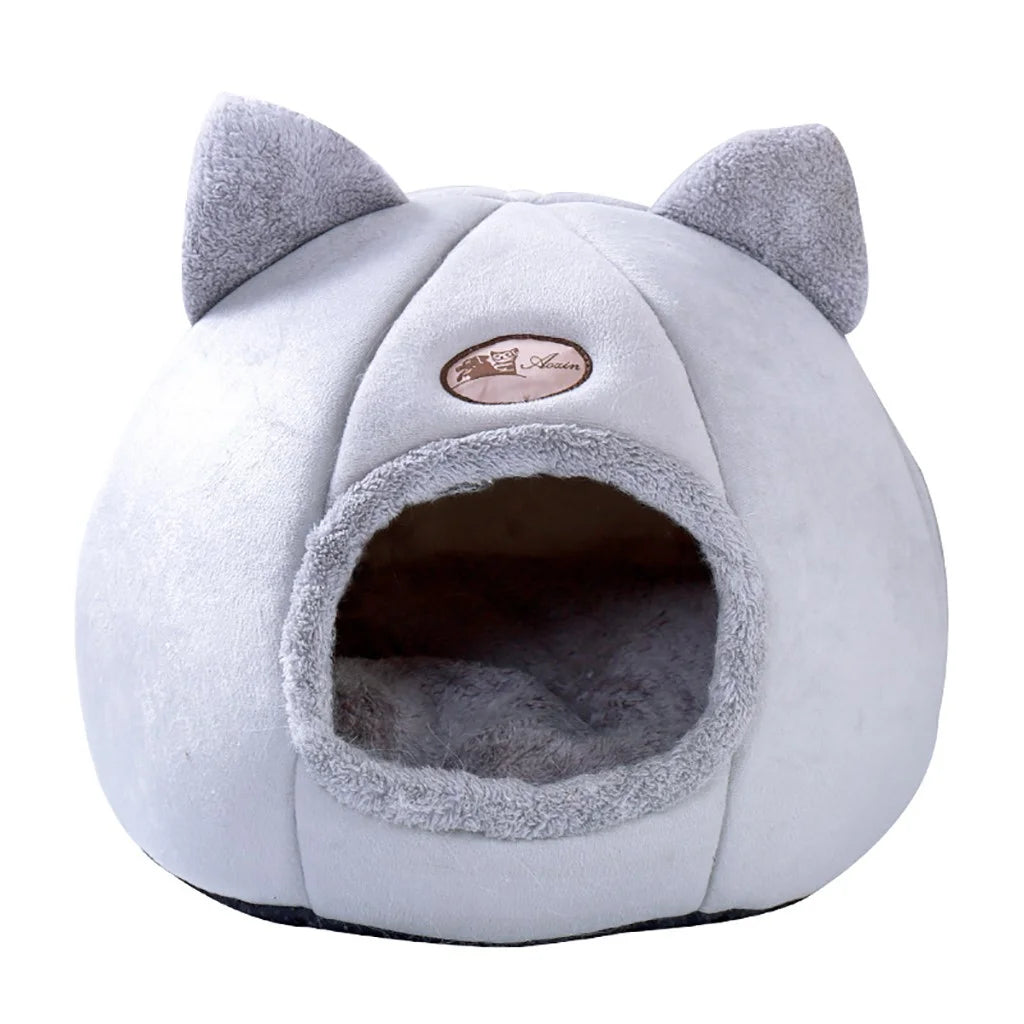 AUQ Cat House Bed, Winter Warm Nest Soft Foldable Sleeping Mat Pad Cozy Cat Cave Cute Pet Tent Beds for Cats Puppy Small Dogs