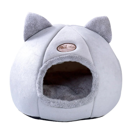 AUQ Cat House Bed, Winter Warm Nest Soft Foldable Sleeping Mat Pad Cozy Cat Cave Cute Pet Tent Beds for Cats Puppy Small Dogs