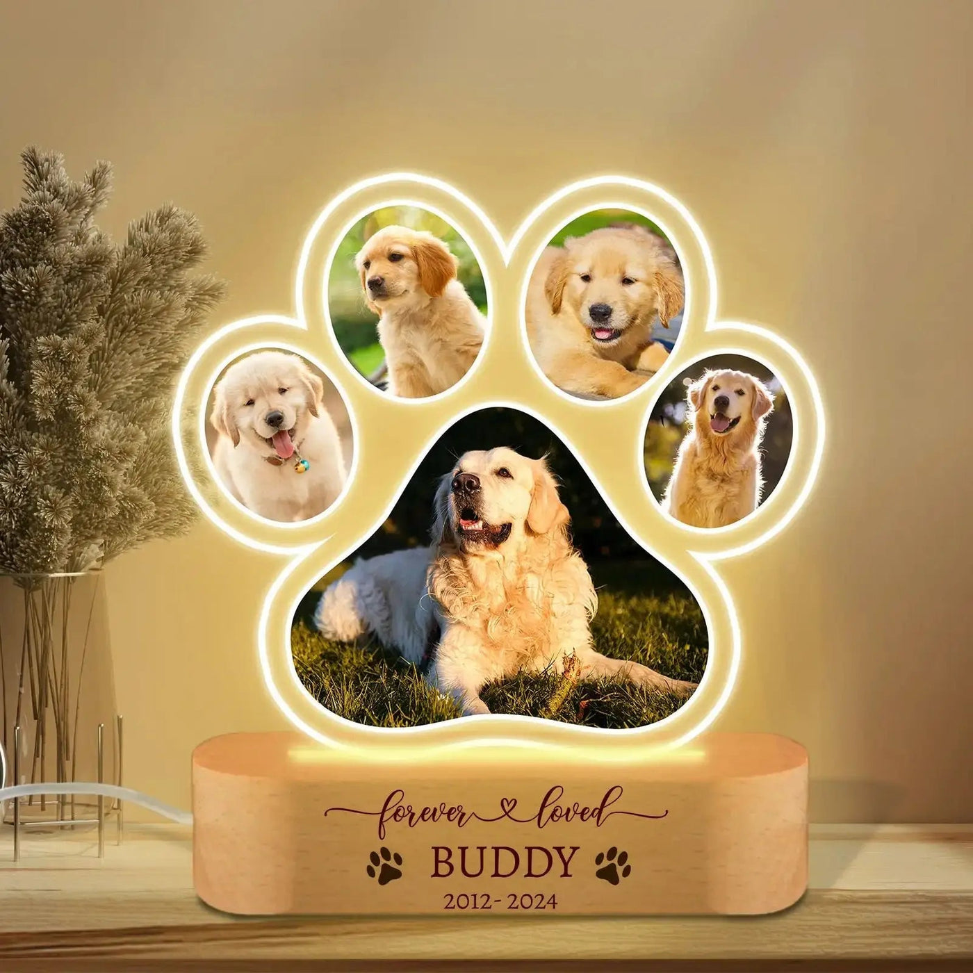 Custom Dog Photo Night Light Pet Memoral Gift Light Up Pet Memorial Plaque Cat Photo Gift Personalized Gift for Pet Loss thunderthump