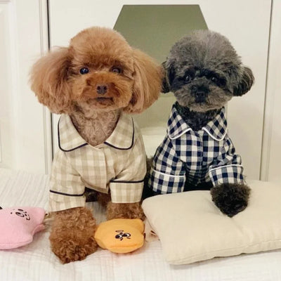 Cute Plaid Dog Shirt Summer Pet Clothes Fashion Puppy Pajamas Warm Soft Cat Household Clothes Pet Shirt Chihuahua Bichon Costume