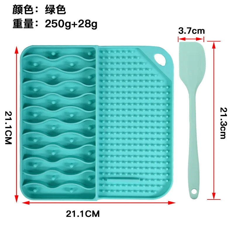 2 IN 1  Slow Feeder Dog Treat Puzzle Licking Mat Cats Bowls with Non-sliping Cups Silicone Sniffing Pad Pet for Dry/Wet Food