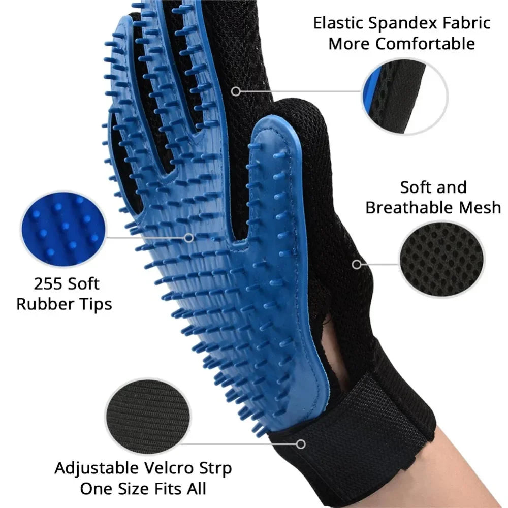 Cat grooming glove for cat