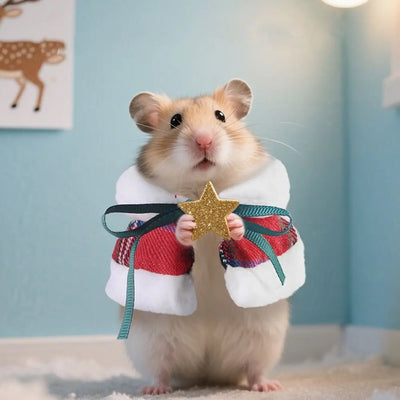 Warm Hamster Cloak Festive Windproof Parrot Christmas Cape Comfortable Adjustable Pet Hamster Outfits