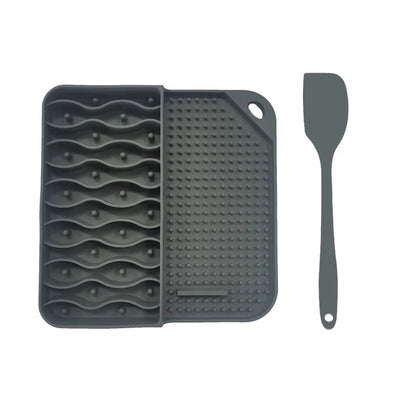 2 IN 1  Slow Feeder Dog Treat Puzzle Licking Mat Cats Bowls with Non-sliping Cups Silicone Sniffing Pad Pet for Dry/Wet Food