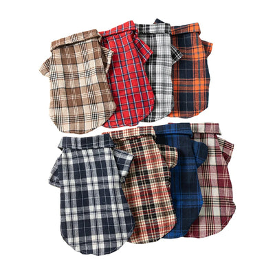 Plaid Dog Shirt Puppy Clothes for Small Dogs Cats Boy Girl Kitten Soft Pet T-Shirt Holiday Outfit Polo Shirt for All Seasons