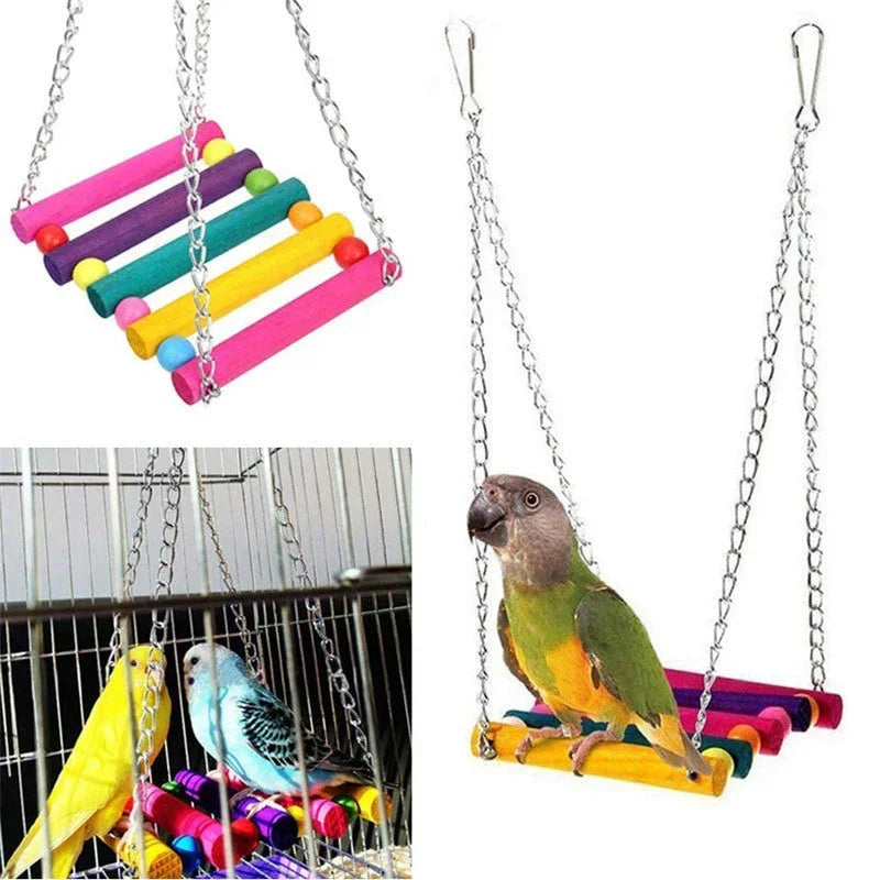 Bird Toys Set Swing Chewing Training Toys