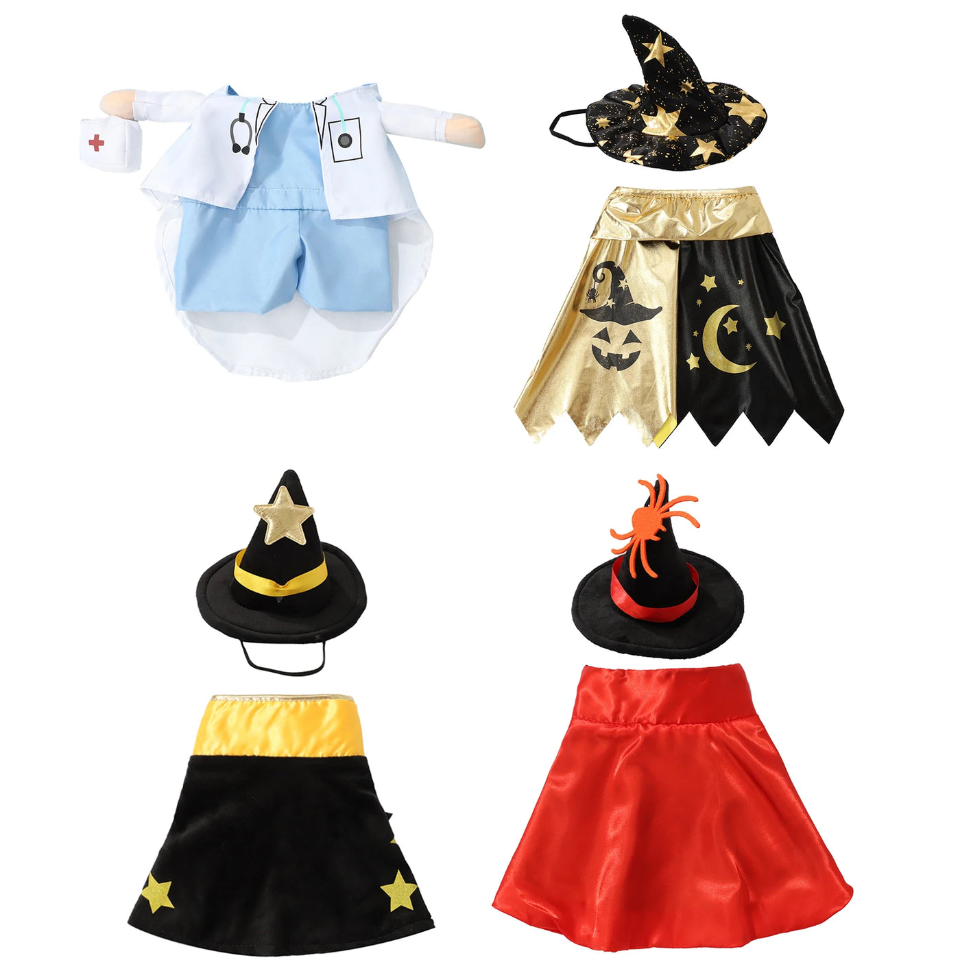 Pet Halloween Costumes Cute Dog Cat Doctor Clothes Halloween Witch Hat Wizard Cape Cosplay Outfit Pet Performance Play Date Suit
