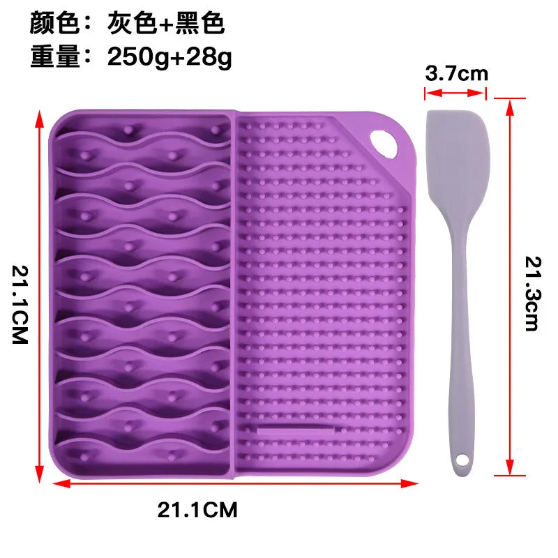 2 IN 1  Slow Feeder Dog Treat Puzzle Licking Mat Cats Bowls with Non-sliping Cups Silicone Sniffing Pad Pet for Dry/Wet Food