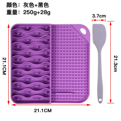 2 IN 1  Slow Feeder Dog Treat Puzzle Licking Mat Cats Bowls with Non-sliping Cups Silicone Sniffing Pad Pet for Dry/Wet Food