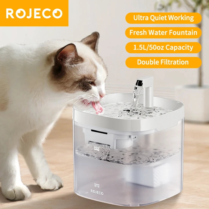 ROJECO Smart Cat Water Fountain Automatic Pet Water Dispenser