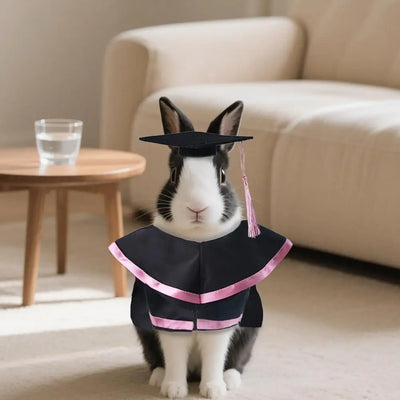 Small Pet Graduation Costume Set Rabbit Graduation Cap And Gown Set Pet Grad Outfit with Tassel for Bunny Cats Accessory