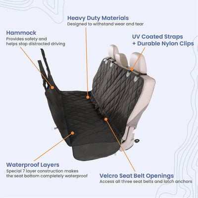 Dog Backseat Cover with Hammock for Cars, SUVs, and Trucks – Waterproof Layers, Nonslip Seat Protector, Durable Nylon Clips, thunderthump