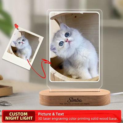 Custom Dog Photo Night Light Pet Memoral Gift Light Up Pet Memorial Plaque Cat Photo Gift Personalized Gift for Pet Loss thunderthump