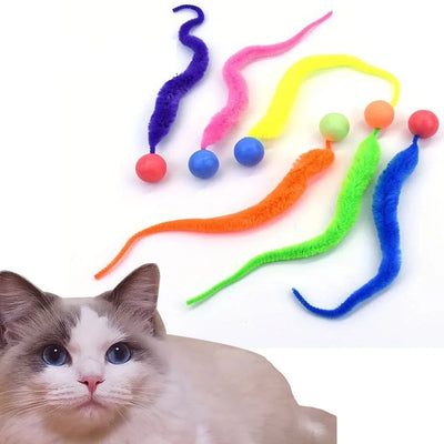 1 Piece Pet Cat Toy Fluorescent Elastic Ball Caterpillar Random Color
