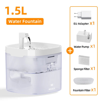 ROJECO Smart Cat Water Fountain Automatic Pet Water Dispenser