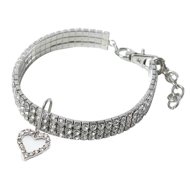 3 Rows Crystal Cute Pet Collar Dog Accessories Pet Pendant Necklace Cat Collar Necklace Dog Necklace Pet Accessories Puppy Collar