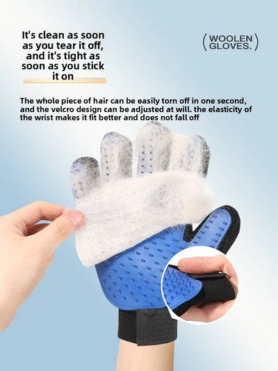 Cat grooming glove for cat