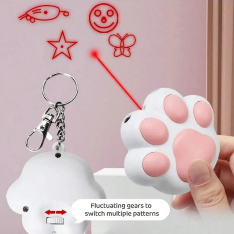 Lovely Cartoon Cat Paw Shaped Laser Keychain Pointer Cat To
