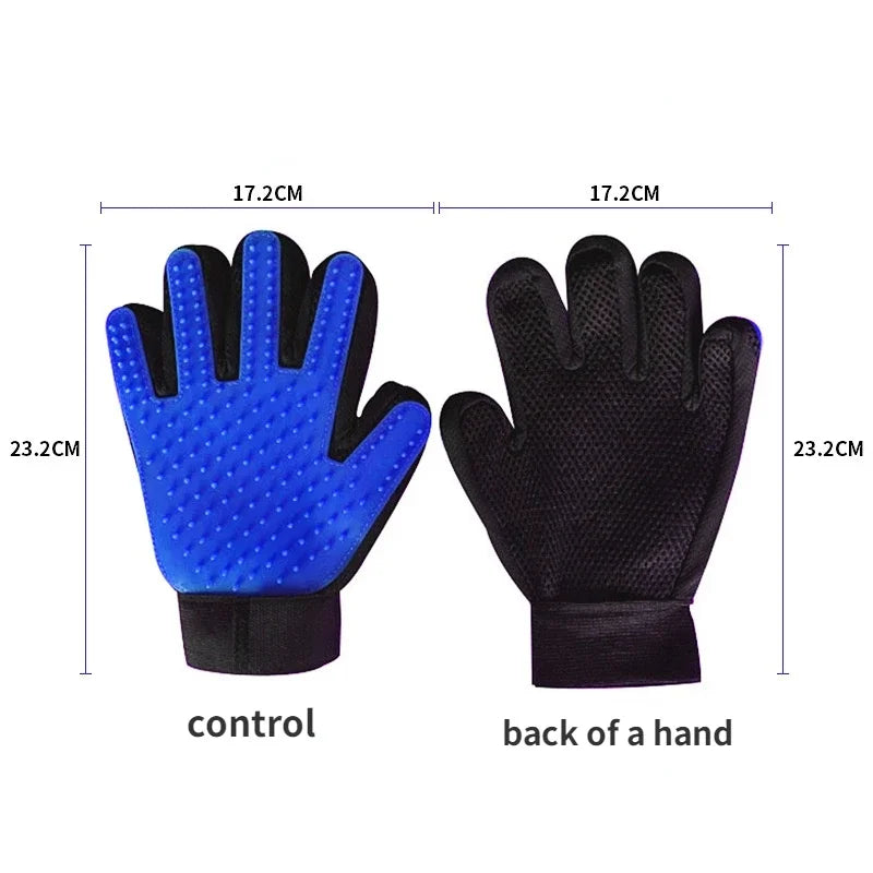 Cat grooming glove for cat