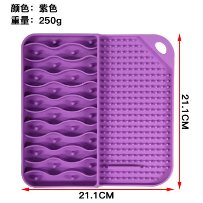 2 IN 1  Slow Feeder Dog Treat Puzzle Licking Mat Cats Bowls with Non-sliping Cups Silicone Sniffing Pad Pet for Dry/Wet Food