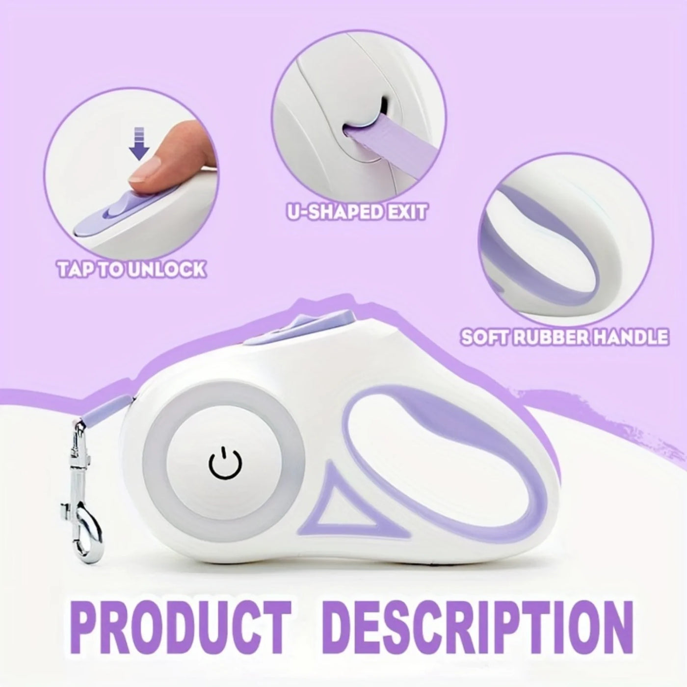 Durable Retractable Dog Leash with Safety Flashlight - One-Hand Operation, Auto-Retract for Small/Medium Dogs