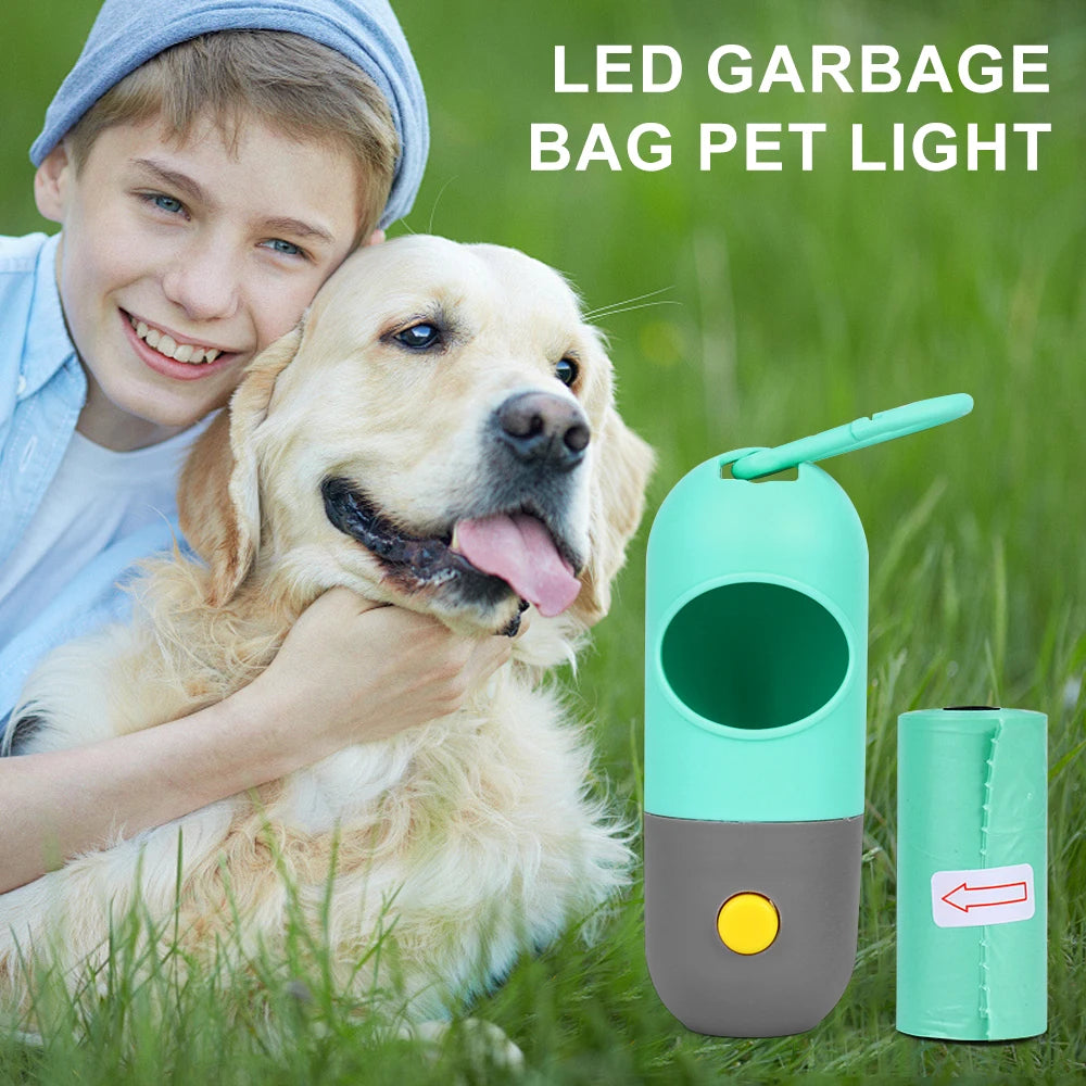LED Lighted Dog Poop Bags Dispenser Outdoor Portable