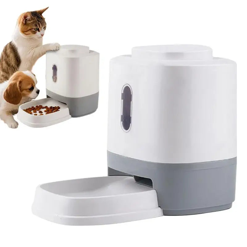 1.5L Press Automatic Cat Feeder with Bowl Dog Food Dispenser Slow Feeding Bowl Interactive Enrichment Toy for Small Medium Puppy