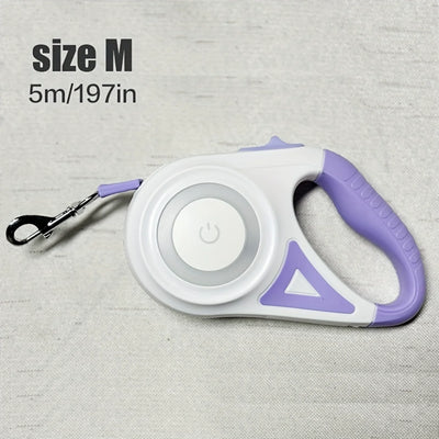 Durable Retractable Dog Leash with Safety Flashlight - One-Hand Operation, Auto-Retract for Small/Medium Dogs