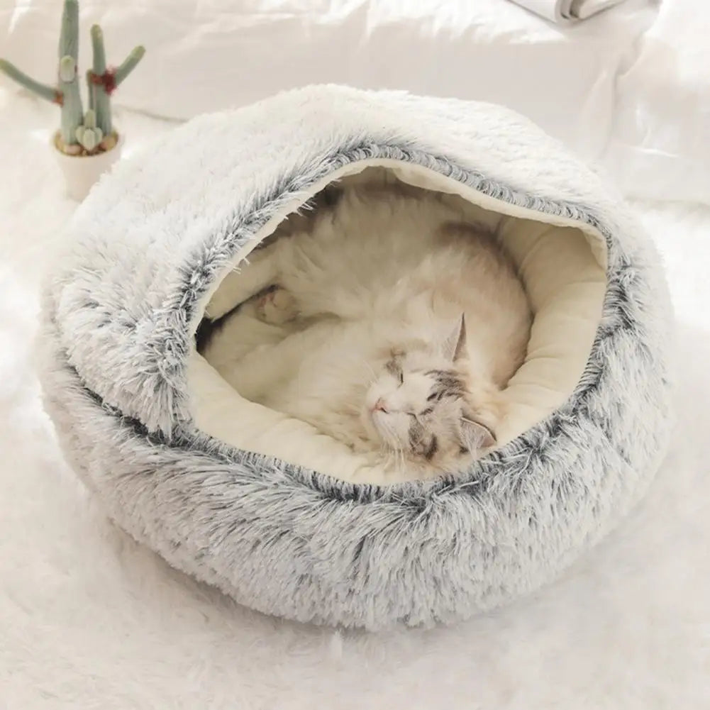 Warm Round Fluffy Cat Bed