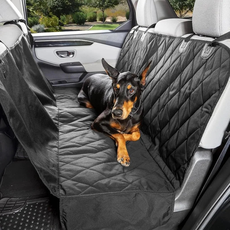 Dog Backseat Cover with Hammock for Cars, SUVs, and Trucks – Waterproof Layers, Nonslip Seat Protector, Durable Nylon Clips,