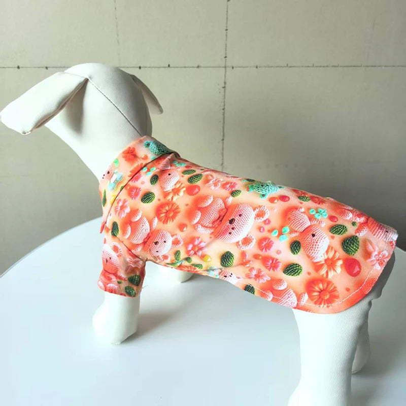 Summer Pet Clothes for Small Medium Dogs Cute Printe Beach Dog Cat Shirt Teddy Bichon Puppy T-shirt Outdoor Playing Pet Costume