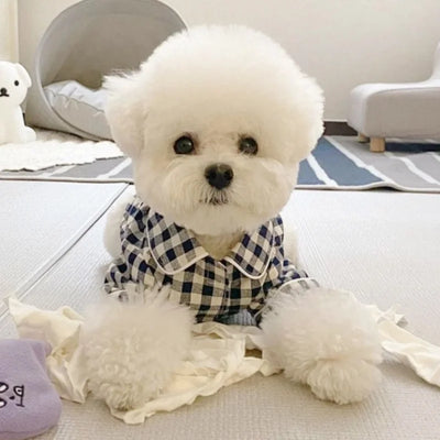 Cute Plaid Dog Shirt Summer Pet Clothes Fashion Puppy Pajamas Warm Soft Cat Household Clothes Pet Shirt Chihuahua Bichon Costume