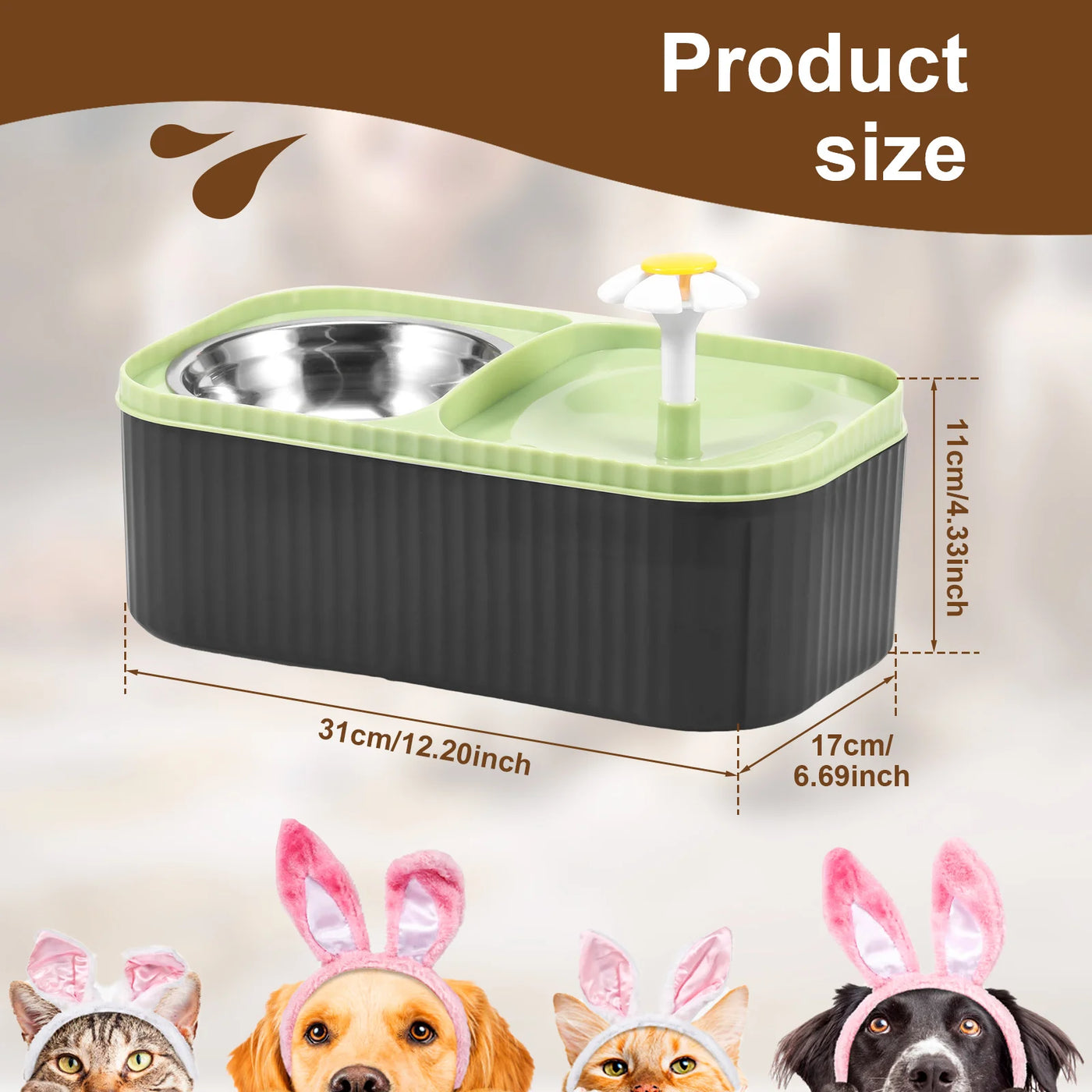 Pet Water Fountain Automatic Cat Food Bowl