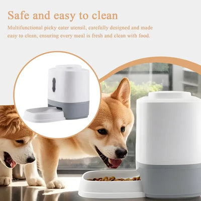 1.5L Press Automatic Cat Feeder with Bowl Dog Food Dispenser Slow Feeding Bowl Interactive Enrichment Toy for Small Medium Puppy