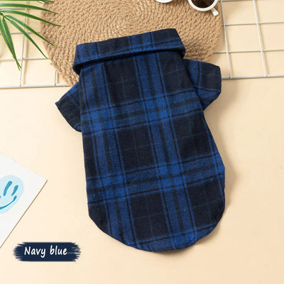 Plaid Dog Shirt Puppy Clothes for Small Dogs Cats Boy Girl Kitten Soft Pet T-Shirt Holiday Outfit Polo Shirt for All Seasons